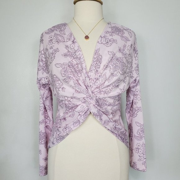 Candie's Pink Purple Reversible Front Back Soft Twist Pullover Top Sz M Juniors - Picture 1 of 16